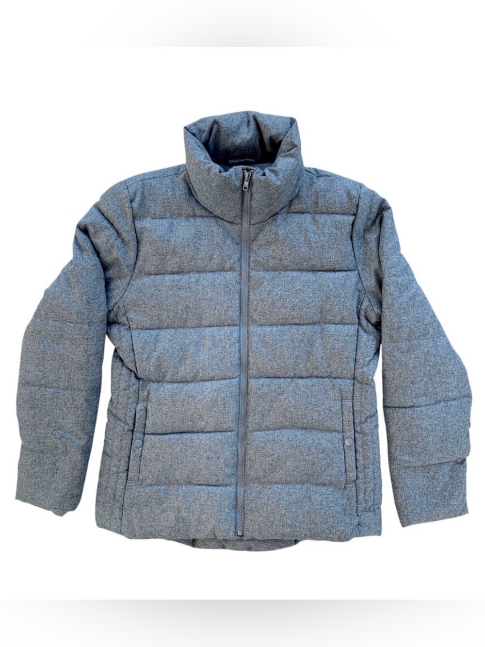 Old Navy Heather Gray Fleece Lined High Neck Collar Puffer Jacket Women's Medium